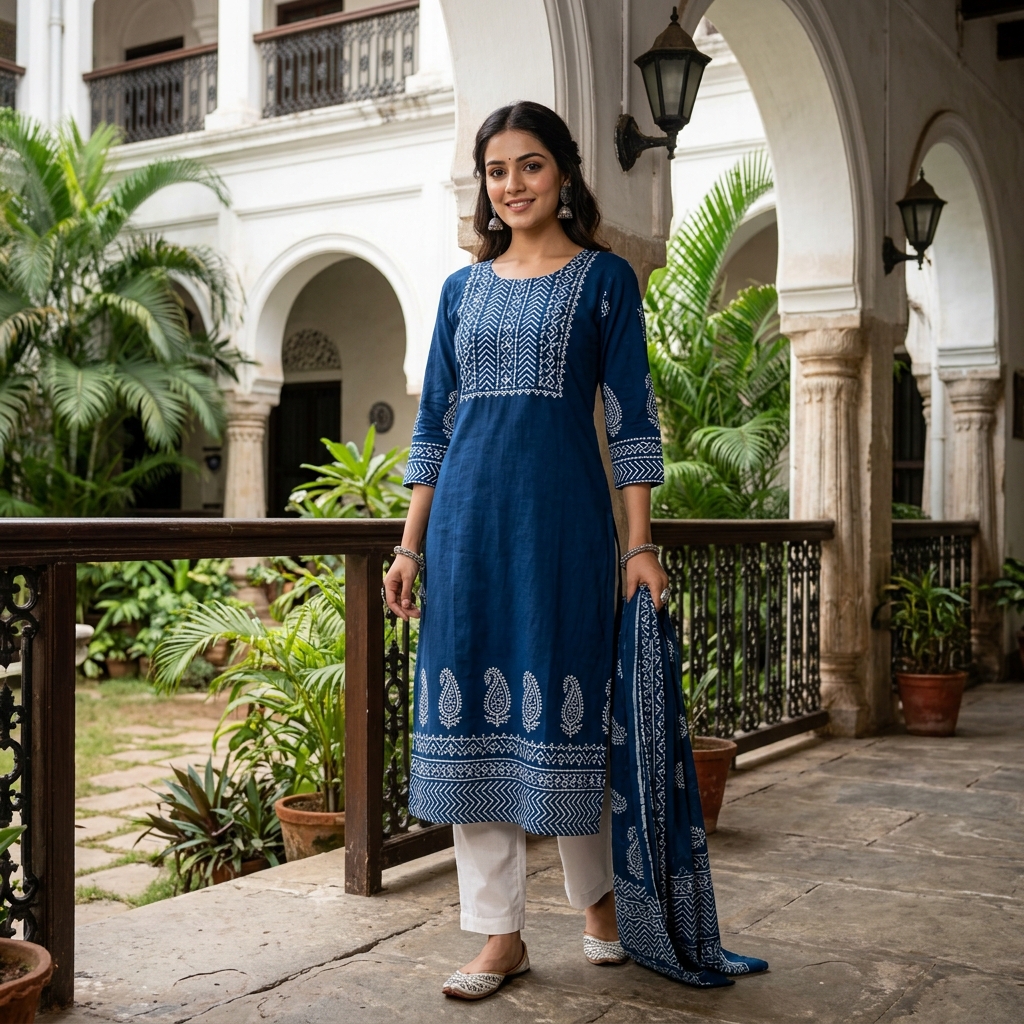 Indigo Block Print Kurti