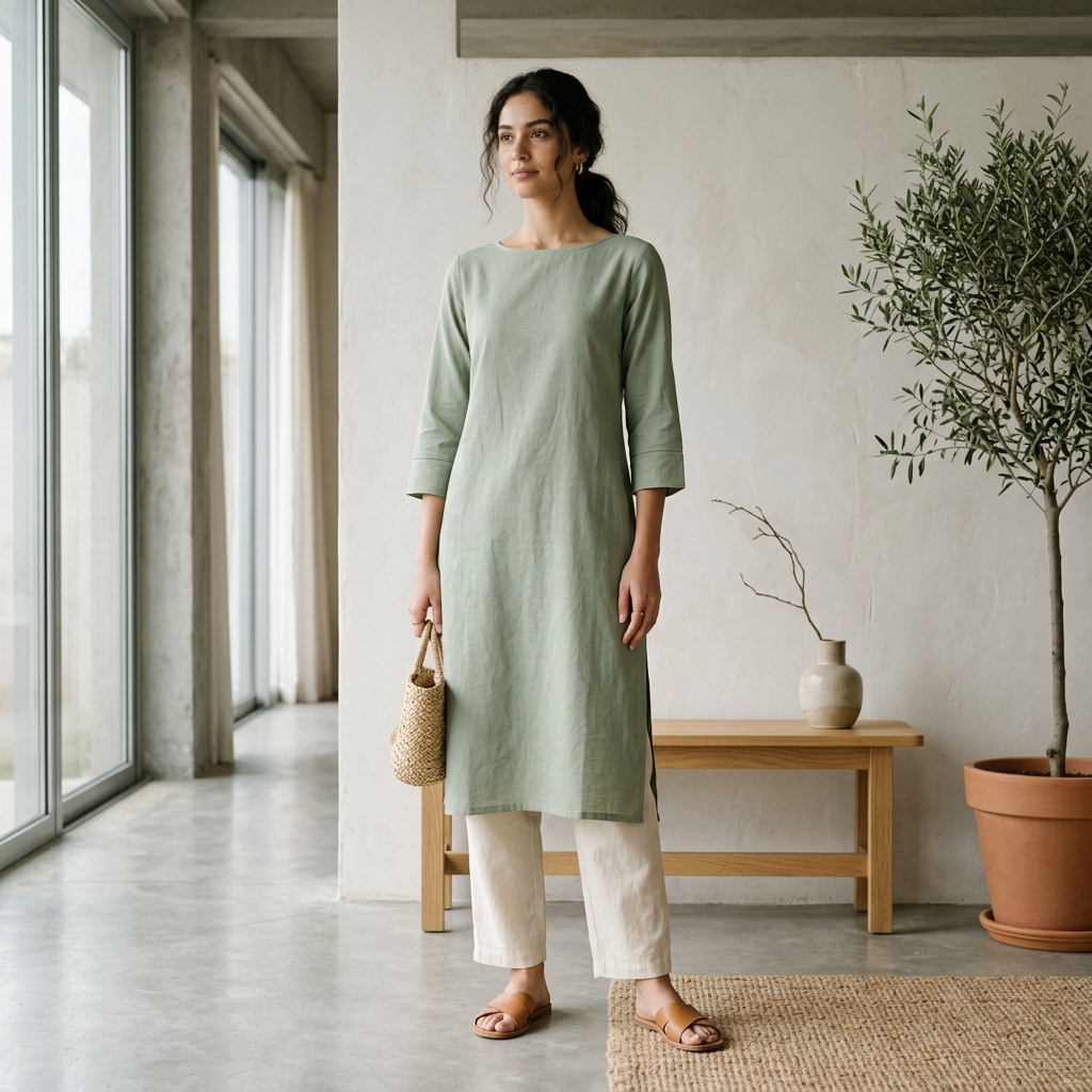 Sage Green Minimalist Kurti